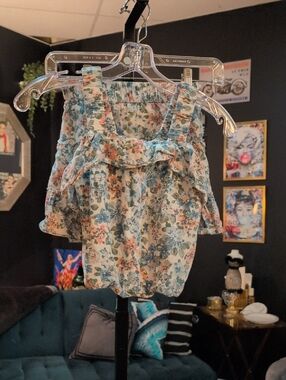 abercrombie kids Floral Ruffle Camisole - Blue & Peach